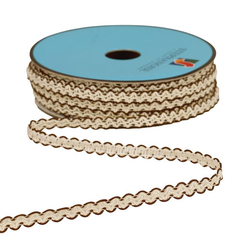 Galon croquet festonné 7mm marron au mètre