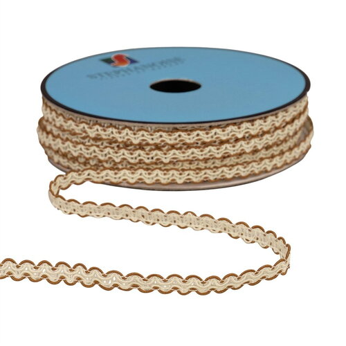 Galon croquet festonné 7mm marron au mètre