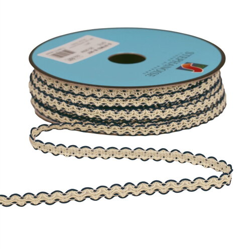 Galon croquet festonné 7mm bleu au mètre