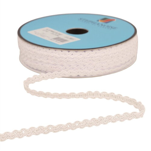 Galon croquet festonné 7mm blanc au mètre
