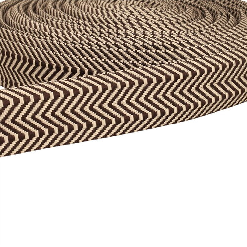 Sangle double chevrons 38mm marron au mètre