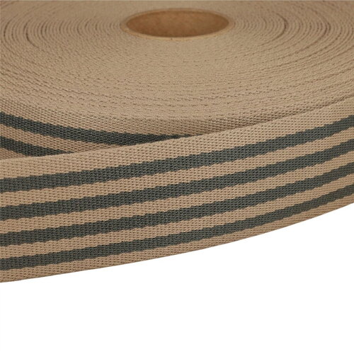 Sangle stripe bicolore 40mm grisclair au mètre
