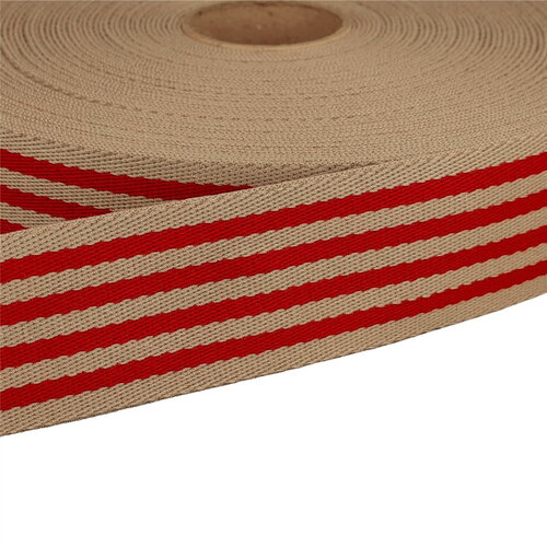 Sangle stripe bicolore 40mm rouge au mètre