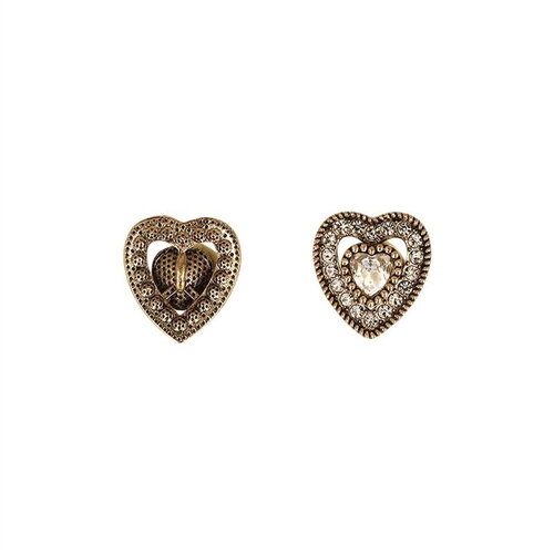 Bouton coeur strass blanc