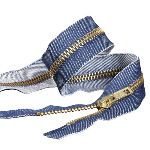 Fermeture à glissière jeans séparable jean foncé or