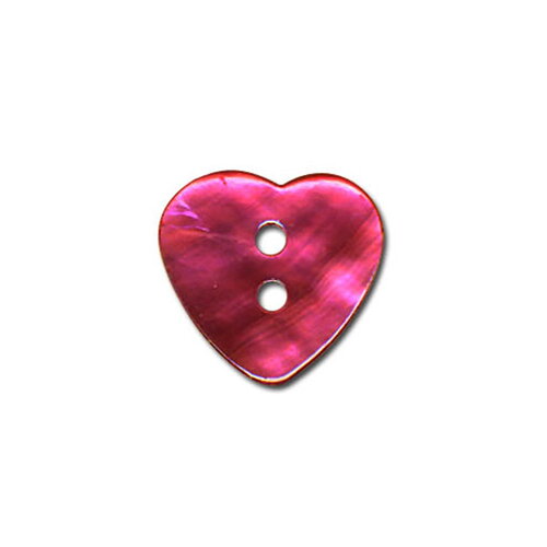 Lot de 3 boutons nacre en forme de coeur couleur fuchsia