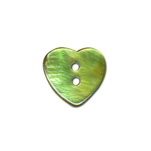 Lot de 3 boutons nacre en forme de coeur couleur jade
