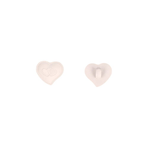 Lot de 3 boutons coeur culot 17mm blanc