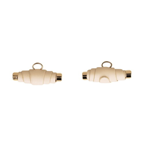 Lot de 6 boutons buchette simili cuir 48mm ivoire