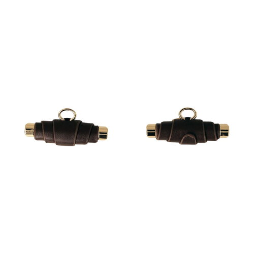 Lot de 6 boutons buchette simili cuir 48mm marron