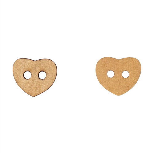 Bouton en bois découpé coeur 16mm x 18mm