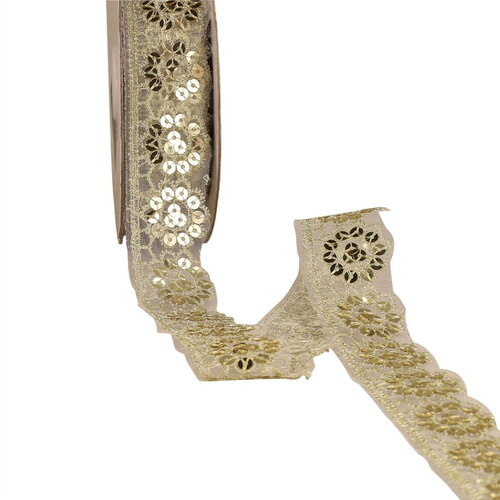 Dentelle pailletée or 30mm au mètre