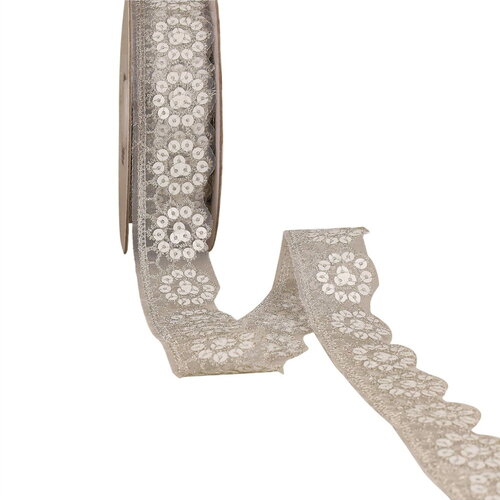Dentelle pailletée blanc 30mm au mètre
