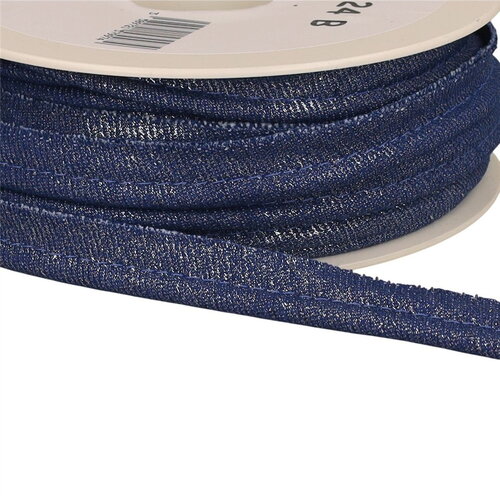 Passepoil dépassant jean metallisé bleu marine 12mm au mètre