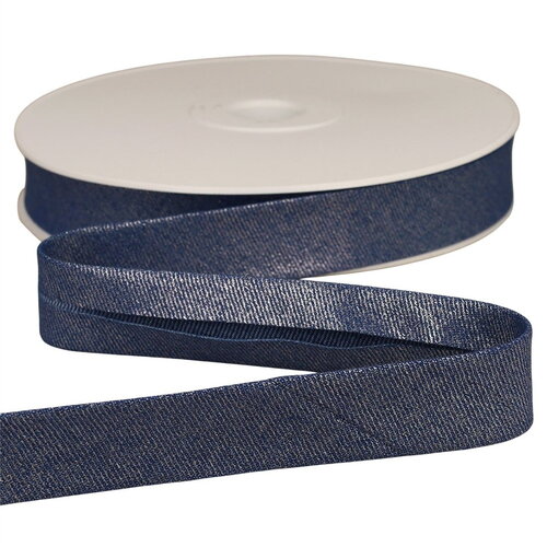 Biais jean metallisé bleu marine 25mm au mètre