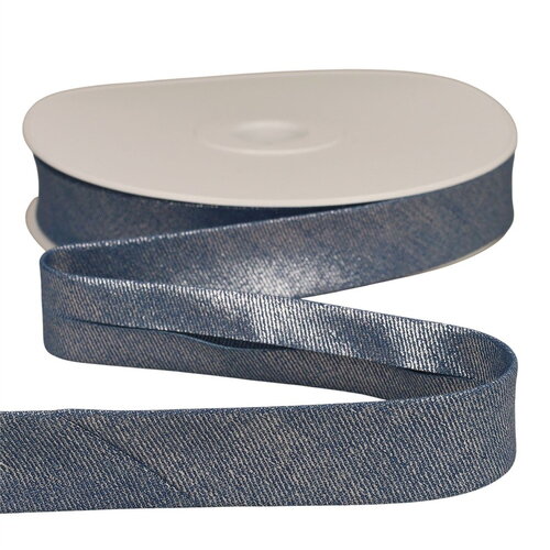 Biais jean metallisé bleu lavande 25mm au mètre