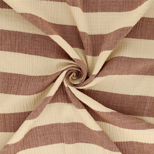 Tissu rayure double gaze 140gsm rouille au mètre