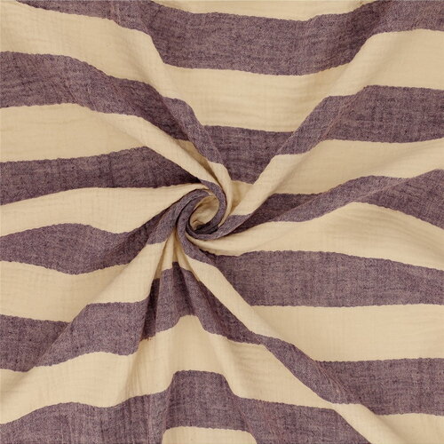 Tissu rayure double gaze 140gsm violet au mètre