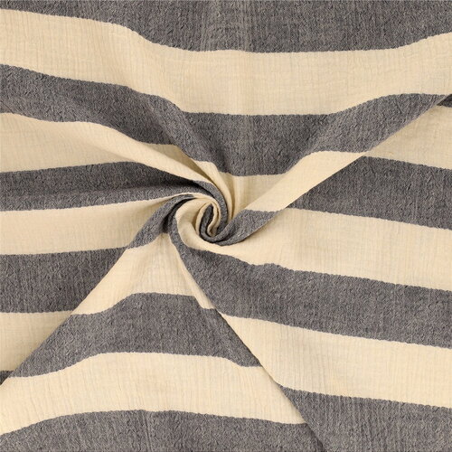 Tissu rayure double gaze 140gsm marine au mètre