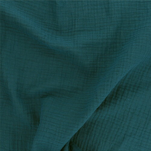 Tissu double gaze francine bleu canard au mètre