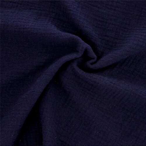 Tissu double gaze francine bleu indigo au mètre