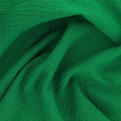 Tissu double gaze francine vert prairie au mètre