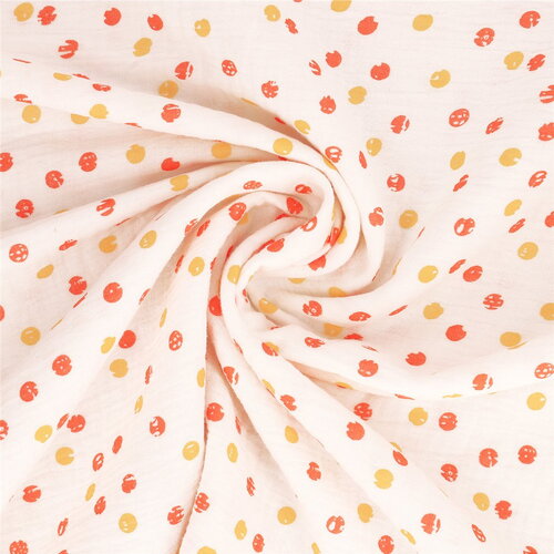 Tissu double gaze imprimée petits pois au mètre