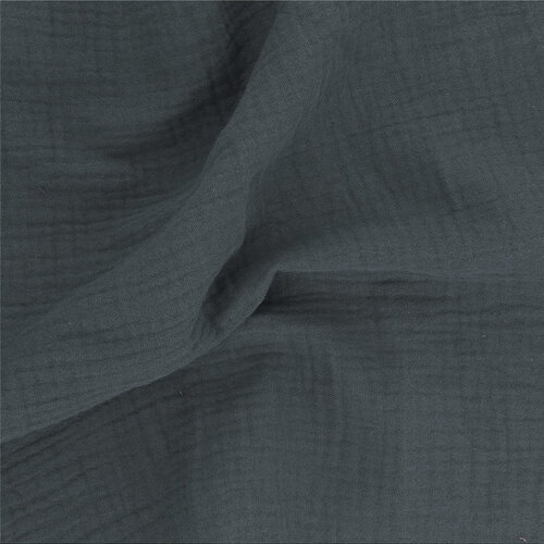 Tissu double gaze francine bleu jean au mètre