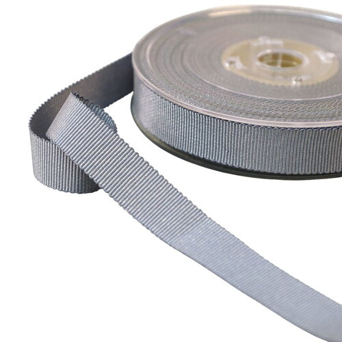 Bobine 38m petersham avec fils métalliques gris clair