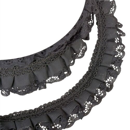 Galon dentelle froncée 30mm noir au mètre