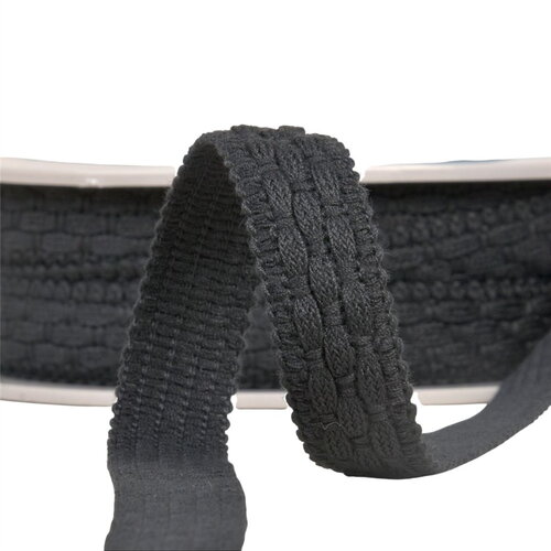Lézarde surpiquée 19mm noir au mètre