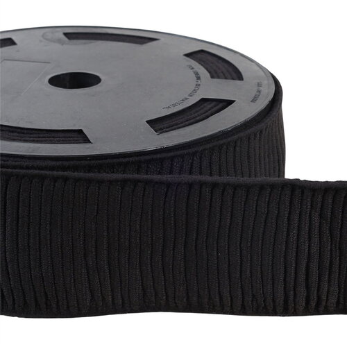 Elastique monte jupe coton 70mm noir au mètre
