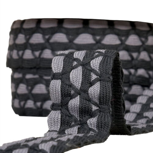 Bobine 10m galon bicolore six brins 31mm gris