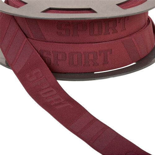 Bobine 20m élastique sport en relief 32mm bordeaux