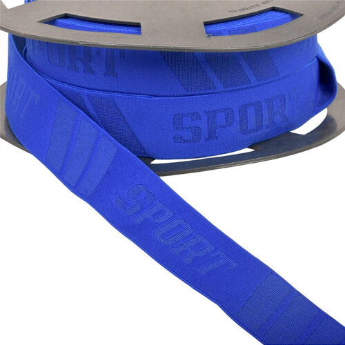 Bobine 20m élastique sport en relief 32mm bleu roi