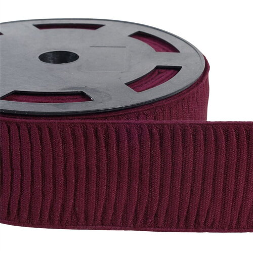 Bobine 10m élastique monte jupe coton 70mm prune