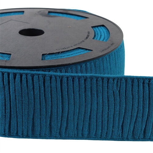 Bobine 10m élastique monte jupe coton 70mm bleu canard