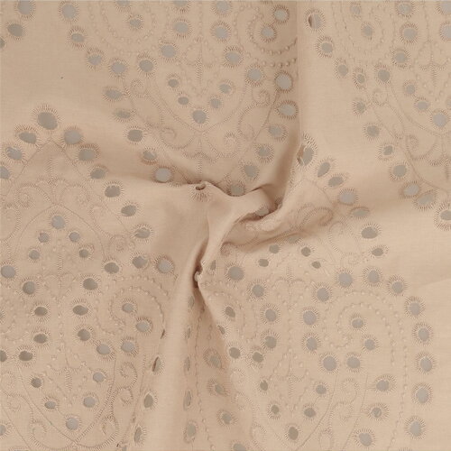 Broderie anglaise 100% coton grandes arabesques mastic au mètre
