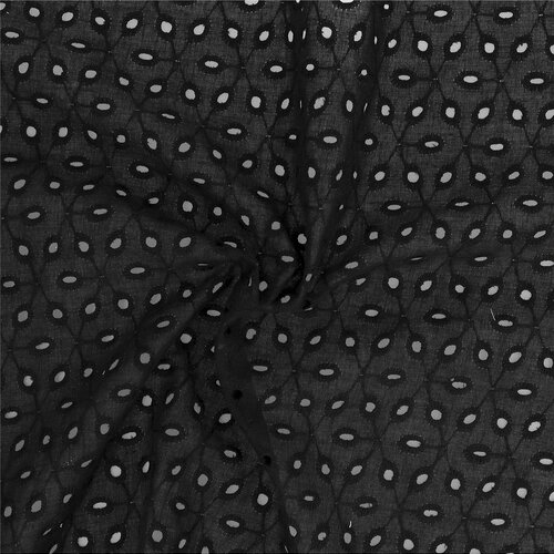 Broderie anglaise 100% coton losanges noir au mètre