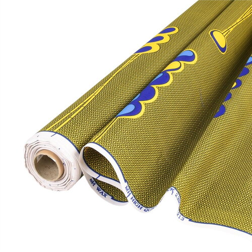 Tissu wax imprimé 2 faces jaune au mètre