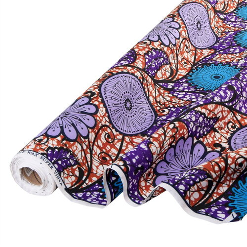 Tissu wax imprimé 2 faces violet au mètre