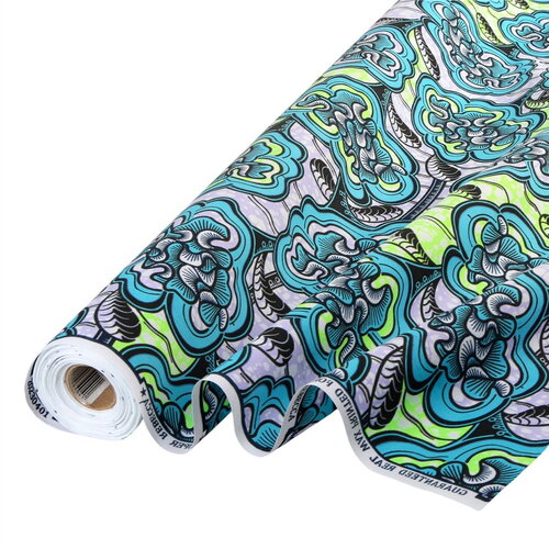 Tissu wax imprimé 2 faces bleu turquoise au mètre