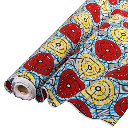 Tissu wax imprimé 2 faces rouge au mètre