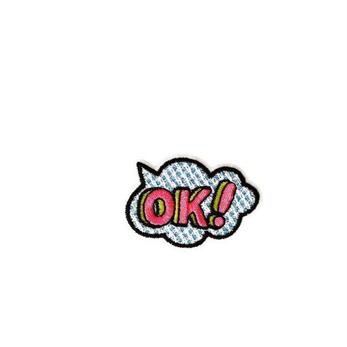 Lot de 3 écussons thermocollants ok cool love 4,8cm x3,4cm ok