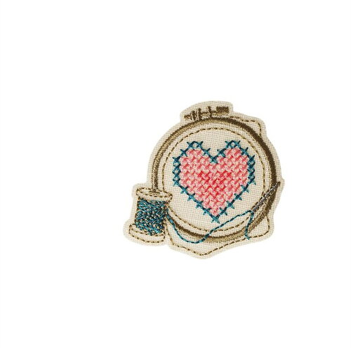 Lot de 3 écussons thermocollants pelote de laine 4,9cm x5,2cm cercle à broder