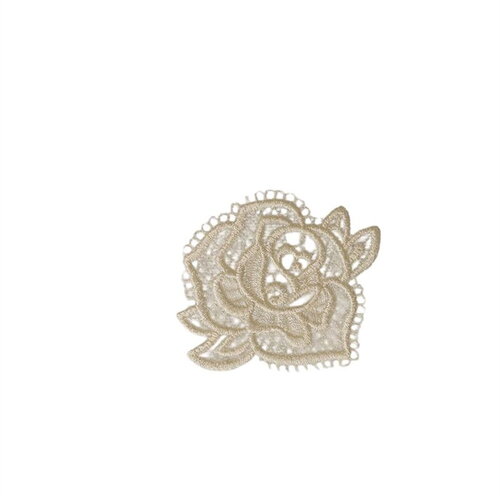 Lot de 3 écussons thermocollants en dentelle 3,5cm x3,5cm rose ivoire