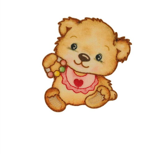Lot de 3 écussons thermocollants petit ours  6,7cm x6,7cm hochet