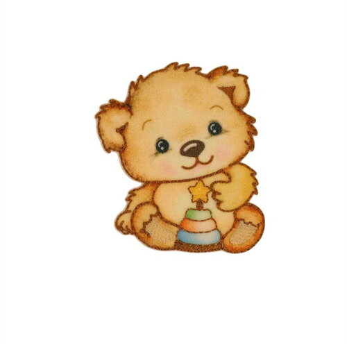 Lot de 3 écussons thermocollants petit ours  6cm x6,8cm anneaux