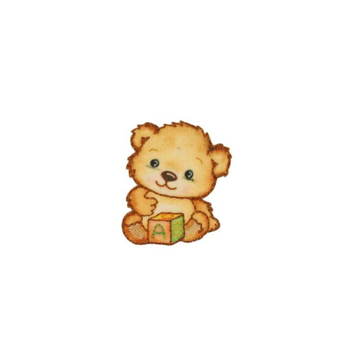 Lot de 3 écussons thermocollants petit ours 4cm x4,2cm cube