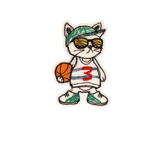 Lot de 3 écussons thermocollants chat ado 3,9cm x5,7cm basketteur